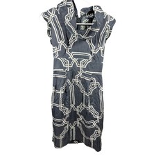 Banana Republic Silk Blend Geometric Cowl Neck Sheath Dress Grey Silver Size 0
