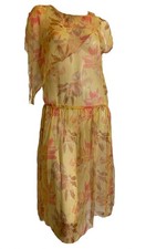True Vintage 1920s Orange Silk Chiffon 1920s Dress