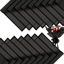 20 Sheets Flower Wrapping Paper - Waterproof Black Floral Wrapping Paper for DIY