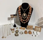 20‑Piece Vintage/Costume Jewelry Lot • Necklaces Rings Pins Earrings