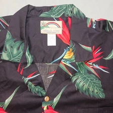 VINTAGE Paradise Found Shirt Black Bird of Paradise Monstera Hawaiian Men's 2XL