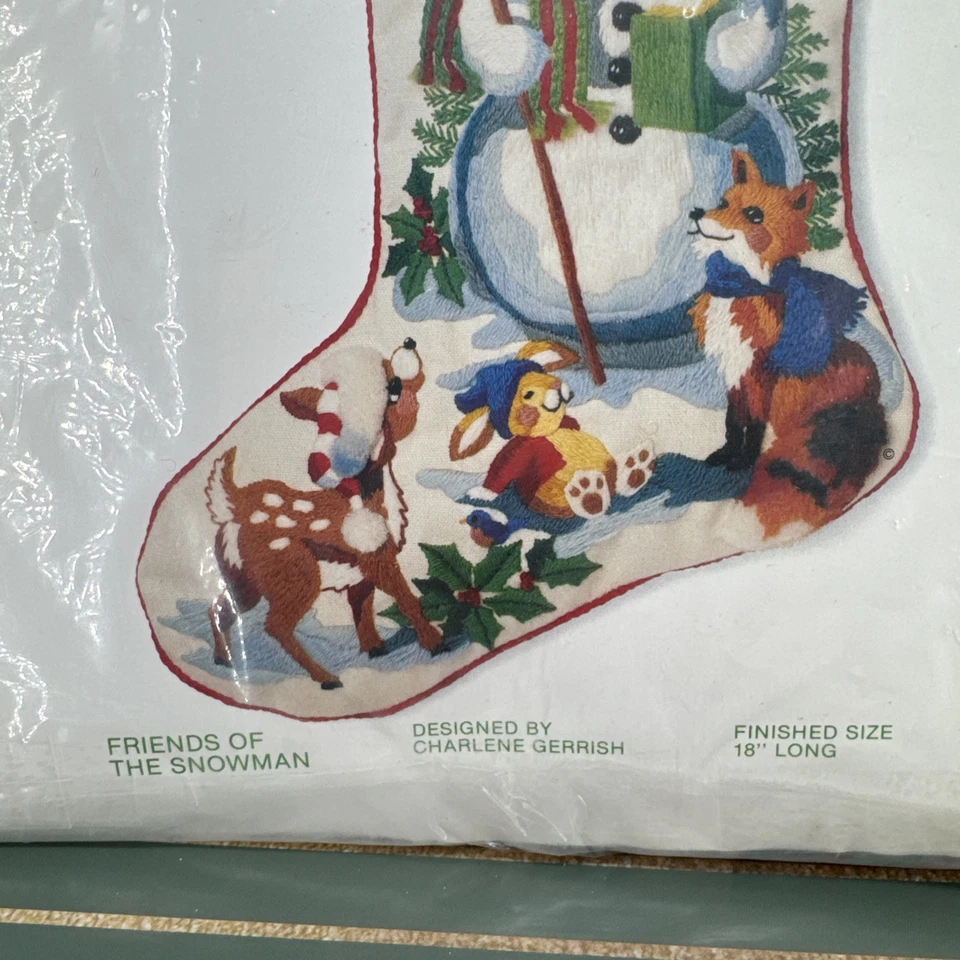 De Colección Sunset Stitchery Amigos del Muñeco de Nieve Crewel Navidad Medias Kit 2029 Foto 4 de 4