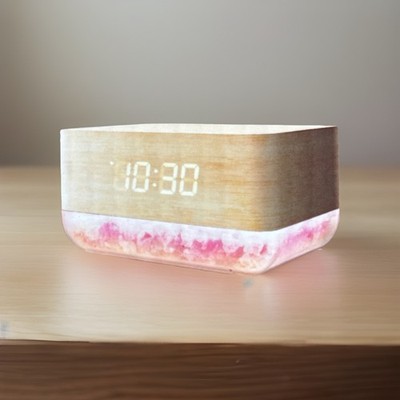 MAHLI Sonnenaufgang Wecker Himalaya Salz Basis Farbwechsel LED Lichter Holz