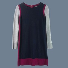 Eliza J Colorblock Knit Exposed Zip Mini Sweater Dress Womens Petite XS Preppy