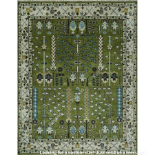 Handmade Knotted Olive Green Oushak Rug: 3x5 Area Rug (Custom Size available)