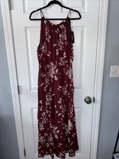 New! Lulu’s Sleeveless Floral Maxi Dress Sz L Red