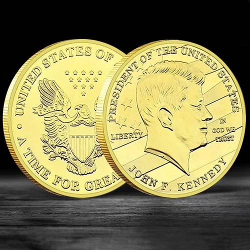 John F Kennedy JFK Challenge Coin US President Liberty In God We Trust Gold Tone