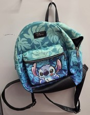 Disney Stitch Mini Backpack Blue Faux Leather Floral Zip Pockets