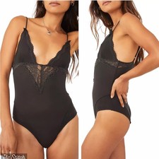 Intimately Free People Bodysuit Women s M Perfect Pima Washed Black