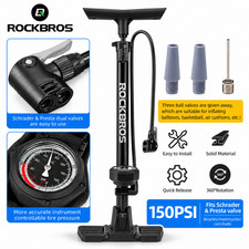 ROCKBROS 150PSI Floor Bicycle Pump Dual Valve Bike Tire Inflator with Gauge