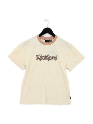 Kickers Damen T-Shirt M Creme Baumwolle mit Elasthan Basic Neu Mit Etikett