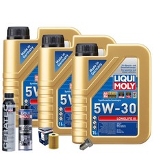Motoröl 5W30 LIQUI MOLY 3L+BOSCH Ölfilter+Spülung+Cera Tec+Ölablassschraube