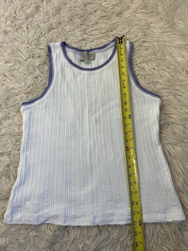 Anthropologie Saturday Sunday Seidler geripptes Tanktop weiß & lila Größe Large - Bild 3 von 8
