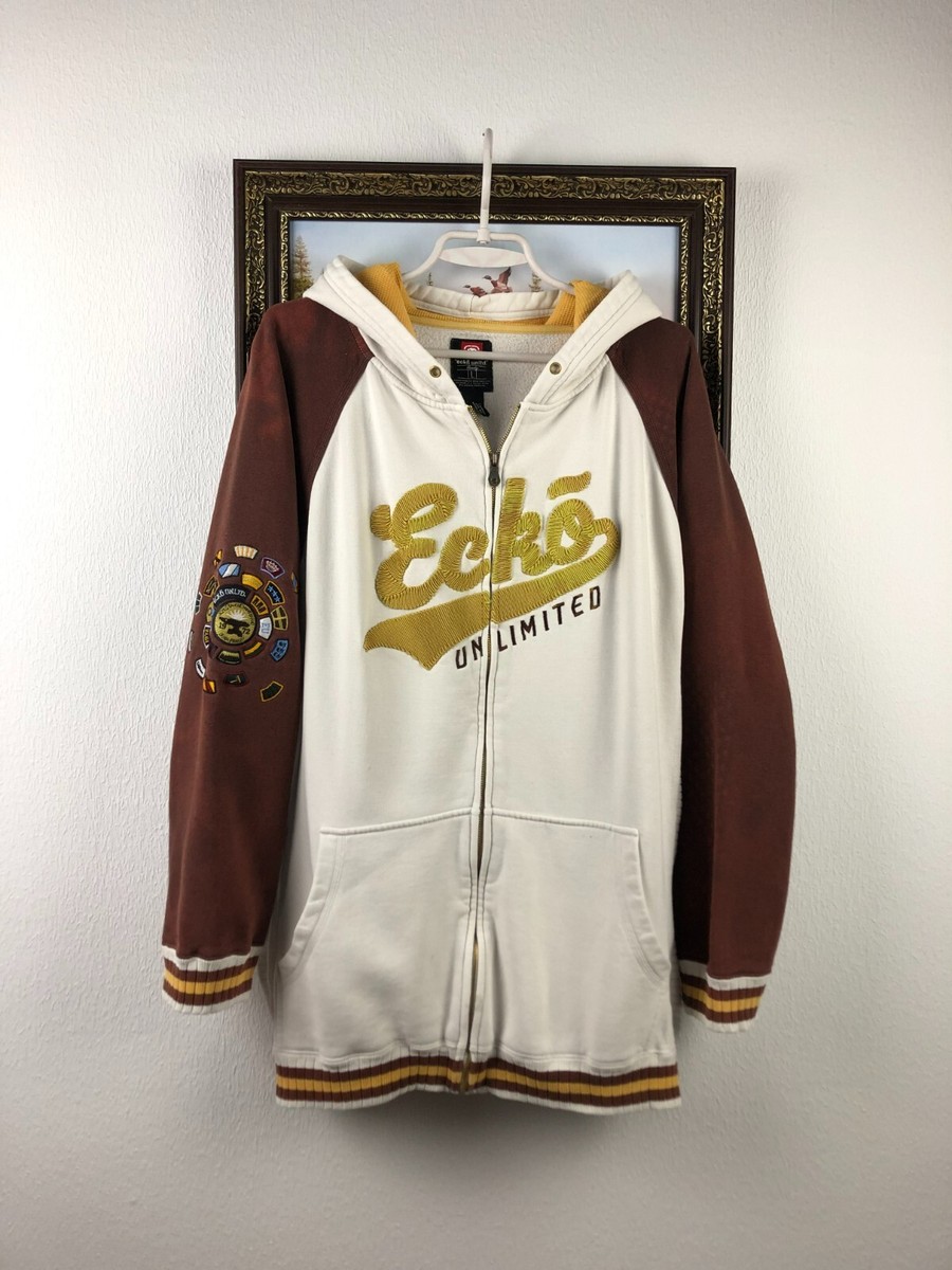 Vintage Ecko Unlimited Unltd Zipper Hoodie White Gray Mens Rare