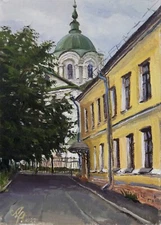 Cityscape Church painted in nature Oil painting 25х35 cm Ukrainian Original Art