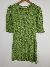 NWT Reformation Alison Puff Sleeve Floral Mini Dress in Green Size 6 $248