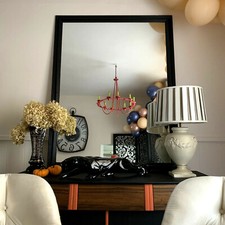 OVERSIZED MIRROR PAINTED BLACK CHUNKY PINE FRAME
