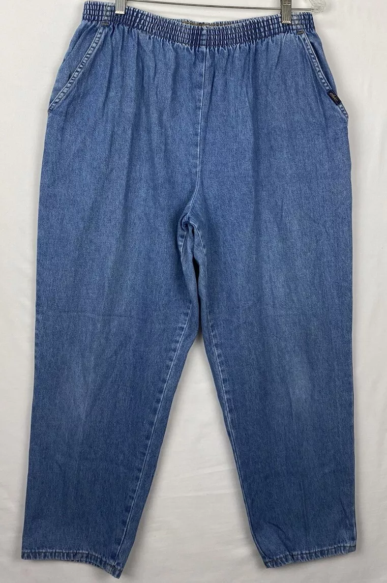 Chic Womens Elastic Waist Pull On Denim Jeans Size Unstretched 30 x 27 READ  #22K