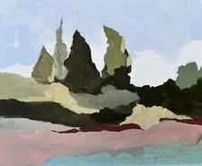 Original Oil Painting On Stretched Canvas Pine Trees In Winter Signed Fine Art