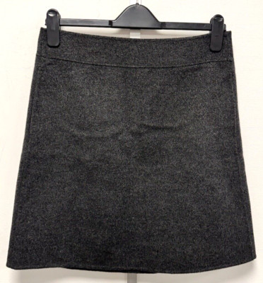 'S Max Mara UK8 grau-Mix Wolle/Angora-Mix kürzere Länge A-Linie gefütterter Rock