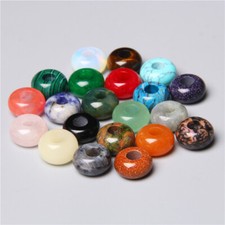 100pcs Mixed Natural Stone Round Big Hole Beads 14X8mm DIY Bracelet Necklace
