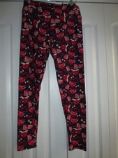 LuLaRoe Curvy Tall Red Navy Blue Americana Dog Flag Bone Leggings