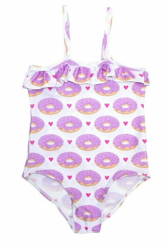 Toddler Girls Lovely Print Flounced One-Piece Swimsuit One Shoulder Swimwear - 第 1/4 張圖片
