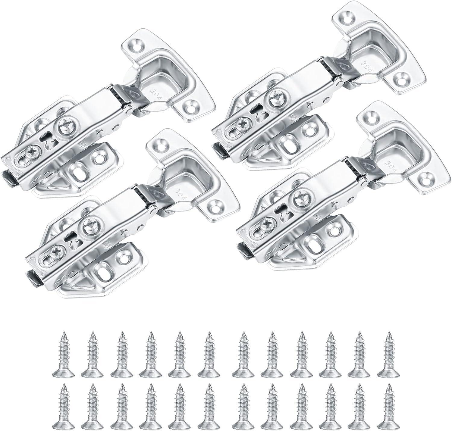 4 Pcs Kitchen Units Door Hinges, Soft Close Cupboard Wardrobe Doors Hinges, with