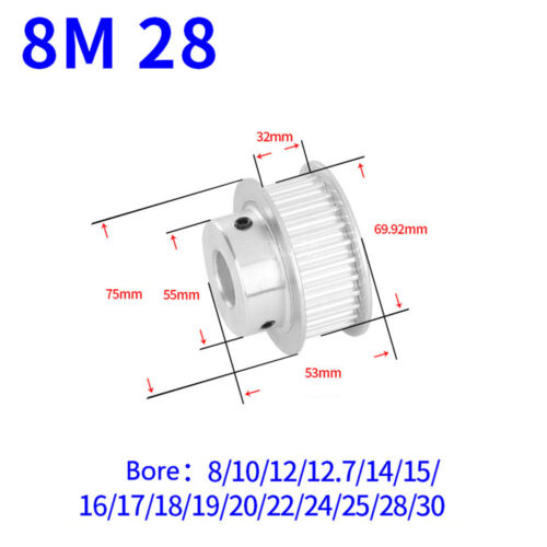 HTD-8M 12T-60T Timing Belt Pulley Pitch 8mm BF-type CNC Drive Pulleys Width 32mm - Picture 17 of 22