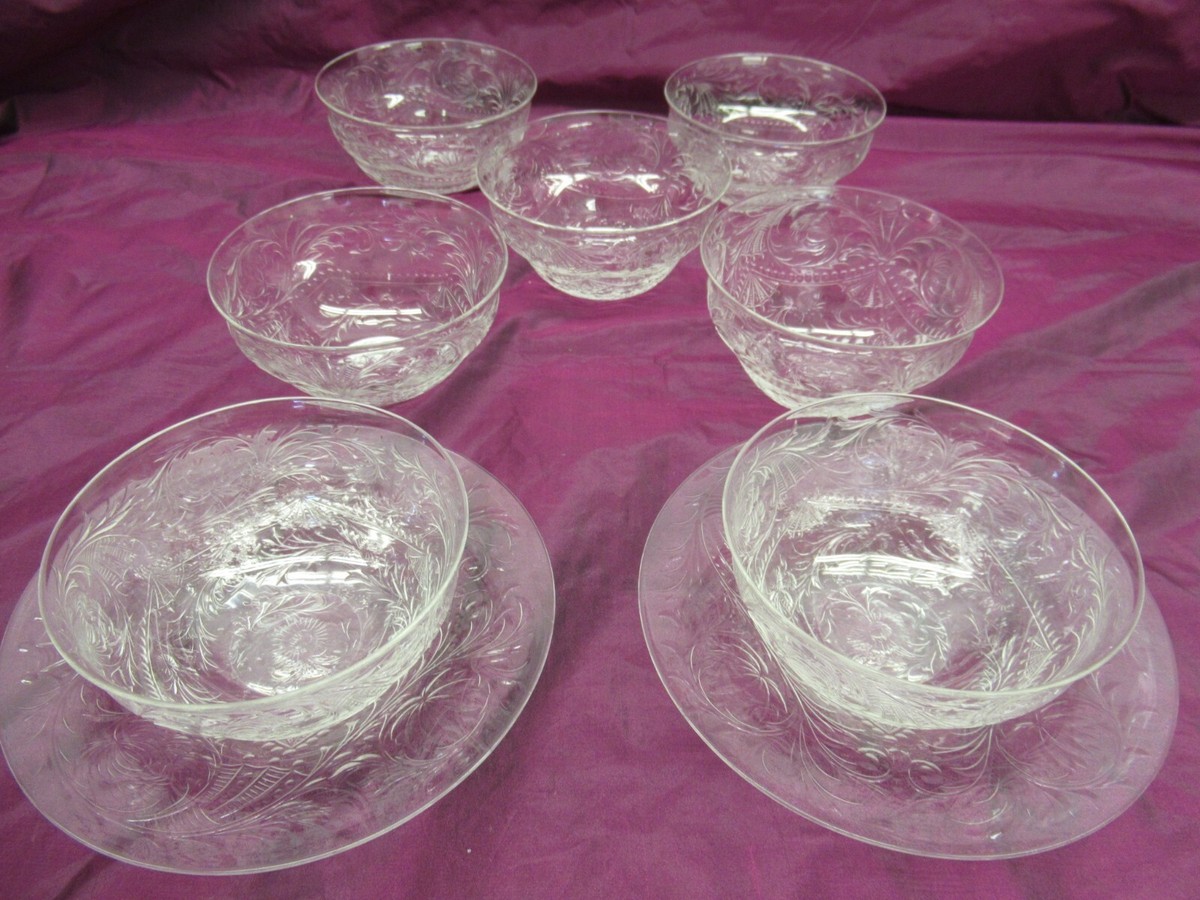 Set of Crystal Bowls with Underplates Set of Crystal Bowls with Underplates