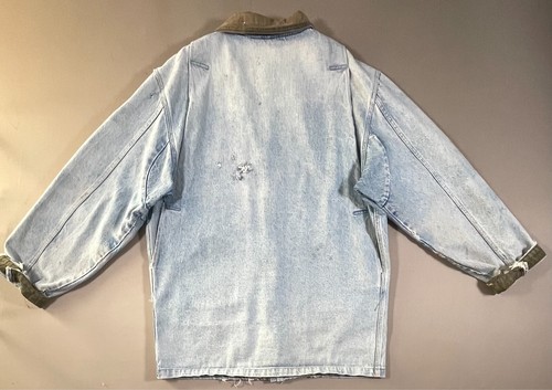 Vintage LL Bean Trashed and Faded Denim Barn Chore Coat Jacket Men’s Large / 42 - Picture 2 of 19