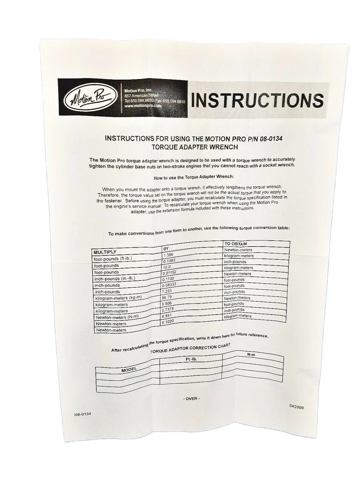 Motion Pro Cylinder Bolt Torque Wrench Adapter For Can't Reach With Socket - Image 3 of 4