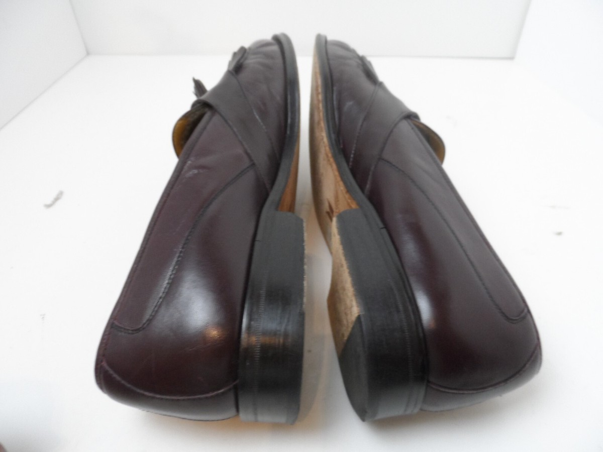 Massimo Emporio Men Burgundy Leather Loafers Kiltie Tassel 