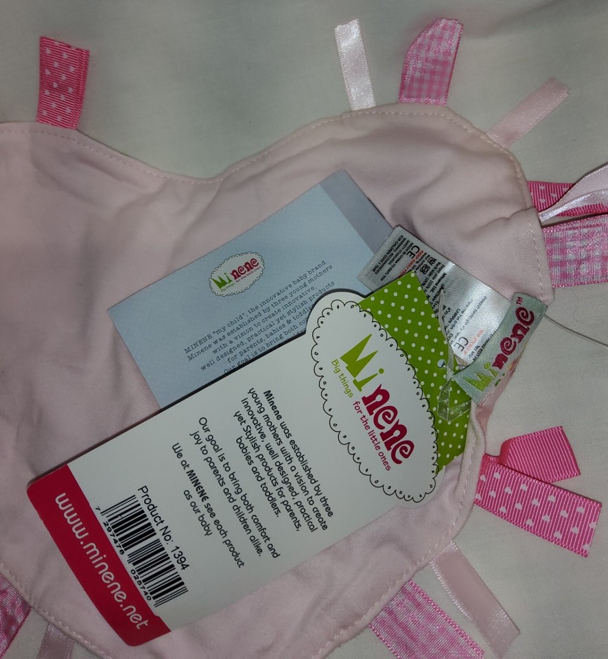 Minene Snuggy Security Blanket Baby Pink Comfort Lovey, Sensory Taggy