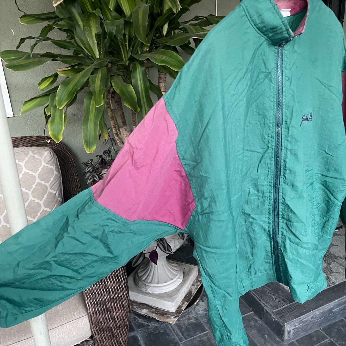 Vintage 80s John Deere Windbreaker Jacket K-Products Color Block 