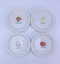 Pottery Barn Outlet Plate Set 4 Appetizer  Mushroom Garlic Pepper Tomato Set 4