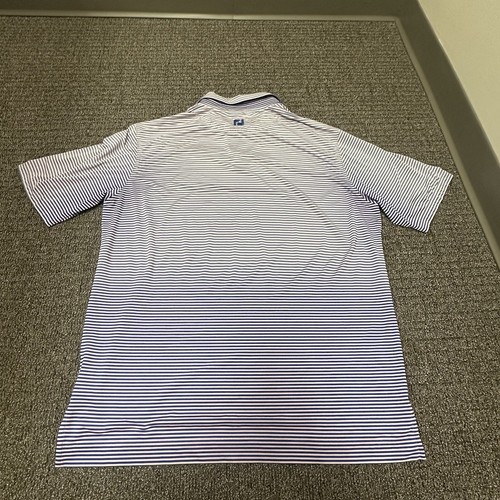 FootJoy FJ Polo Shirt Mens Size XL Blue Stripes Golf Stretch Performance Ombre - Picture 4 of 7