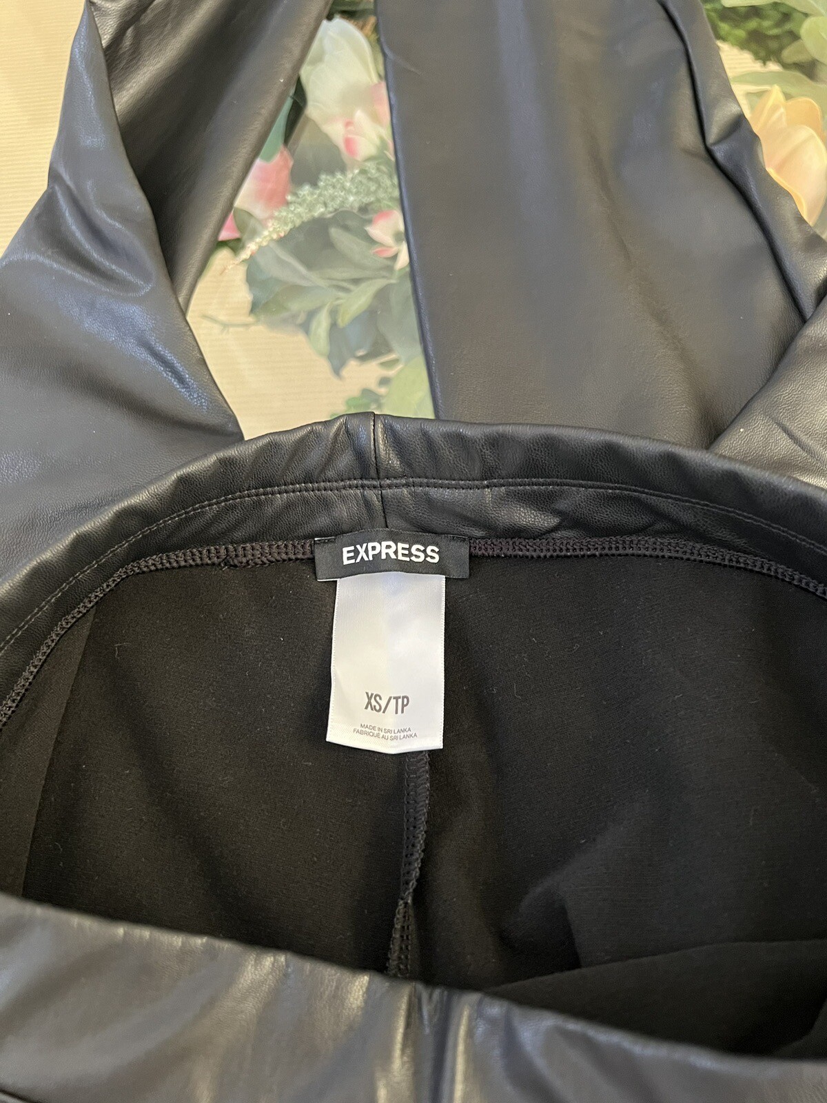 Express Black Leather Look  (polyester/spandex Bl… - image 9