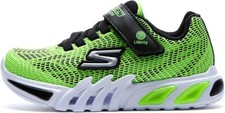 Image of Skechers Junior Boys Kids Trainers S Lights Flex Glow Light Up Lime Black UK 13