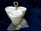 Vintage Tupperware Condiment Caddy #757, 3 Bowls #758,  + 3 NEW seals *EX COND* — photo 1