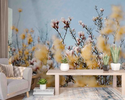3D Flowers Plants Close-up Self-adhesive Removable Wallpaper Murals