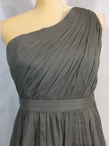 Neu mit Etikett J. Crew Kylie Kleid 8P grau Seide Chiffon eine Schulter knielang Party $ 298 - Bild 4 von 9