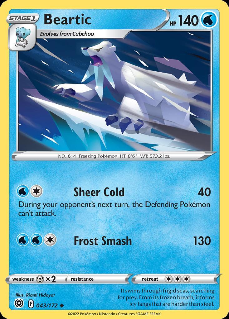 Pokemon Beartic (43/202) Brilliant Stars LP REVERSE HOLO