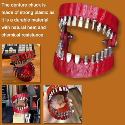 Denture Drill Bit Holder Model Layout Compatible with 1/4'' Hex Bit and Drives.