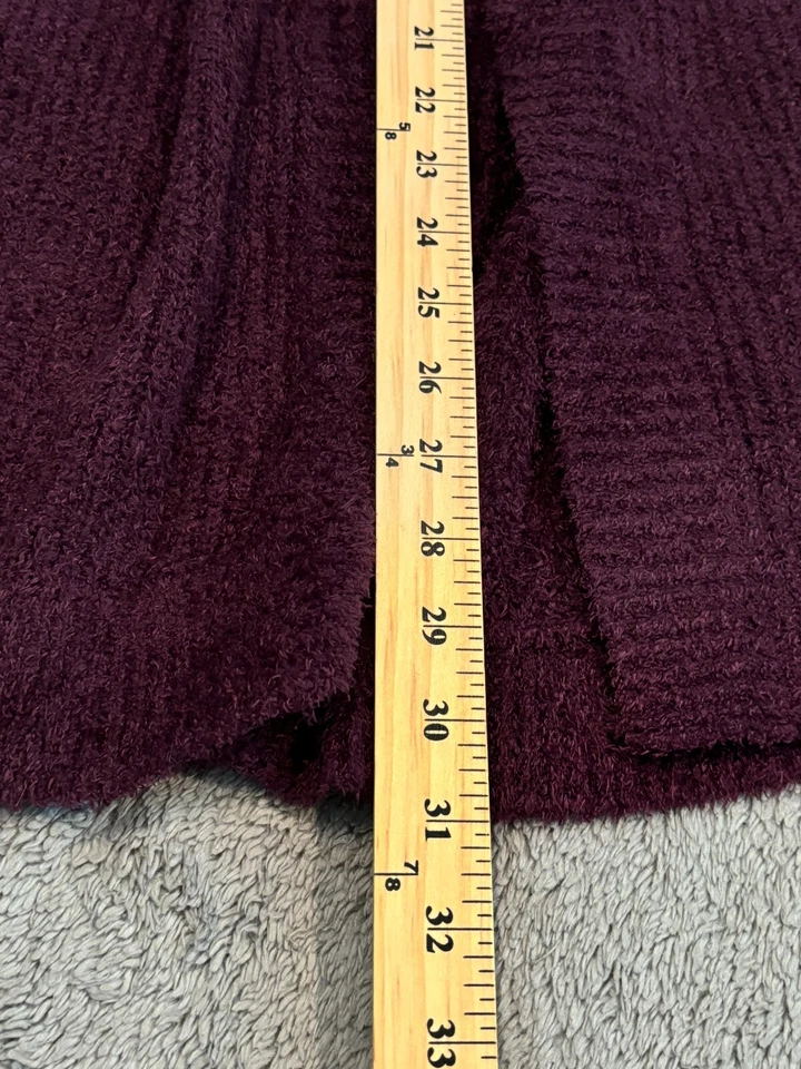 Cárdigan suéter Express para mujer manga larga mediana frente abierto púrpura borgoña Foto 4 de 4