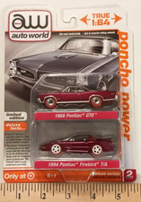 Auto World Poncho Power Ultra Red Chase 2pk. '66 Pontiac GTO  '94 Firebird T/A