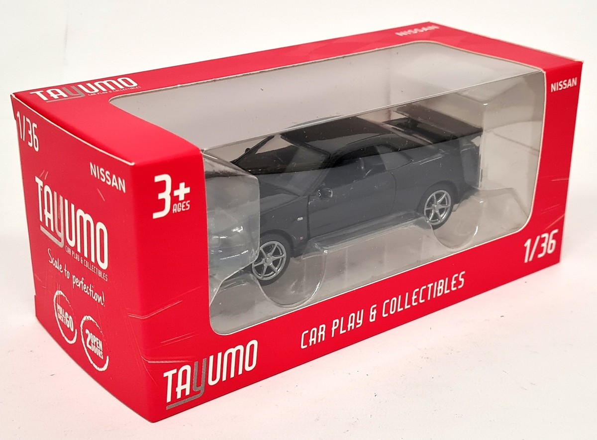 【ケース付き】NISSAN SKYLINE GTR(R34)ミニカー Tayumo 1/36 - Nissan Skyline GT-R R34 V-Spec II Black