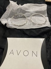 Large Twist Hoop Earrings Pierced 2" Silvertone New Old Stock Avon CL2
