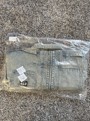 FTP Frayed Denim Chore Jacket Mens XL Logo Full Zip Dirt Wash | eBay