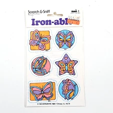 VTG 1983 Mark 1 Scratch N' Sniff Butterfly Iron-Ables Patch Purple Orange Pink